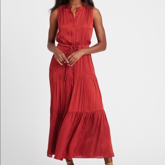 Banana Republic Dresses & Skirts - NWOT Satin Tiered Maxi Shirtdress